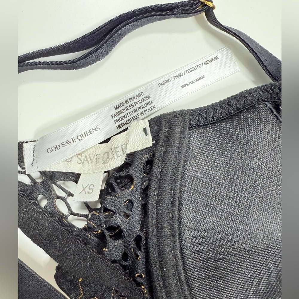 God Save Queens Black Lace Bra XS - Picture 4 of 6